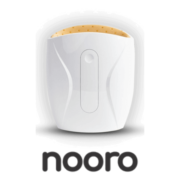 Nooro hand massager product and logo